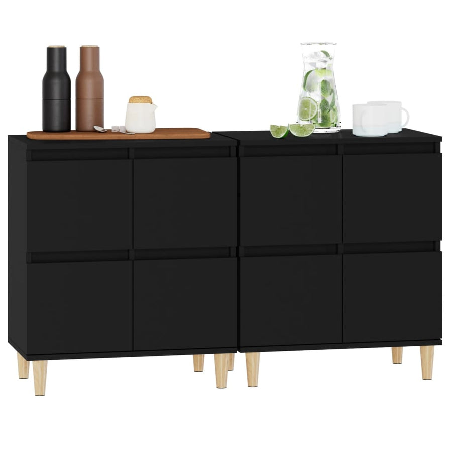 Dressoirs 2 St 60X35X70 Cm Bewerkt Hout Zwart