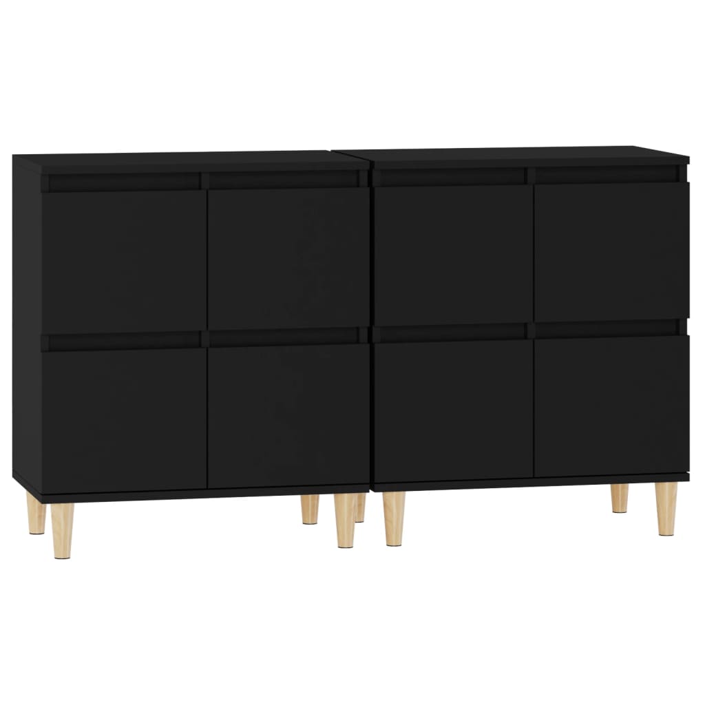 Dressoirs 2 St 60X35X70 Cm Bewerkt Hout Zwart