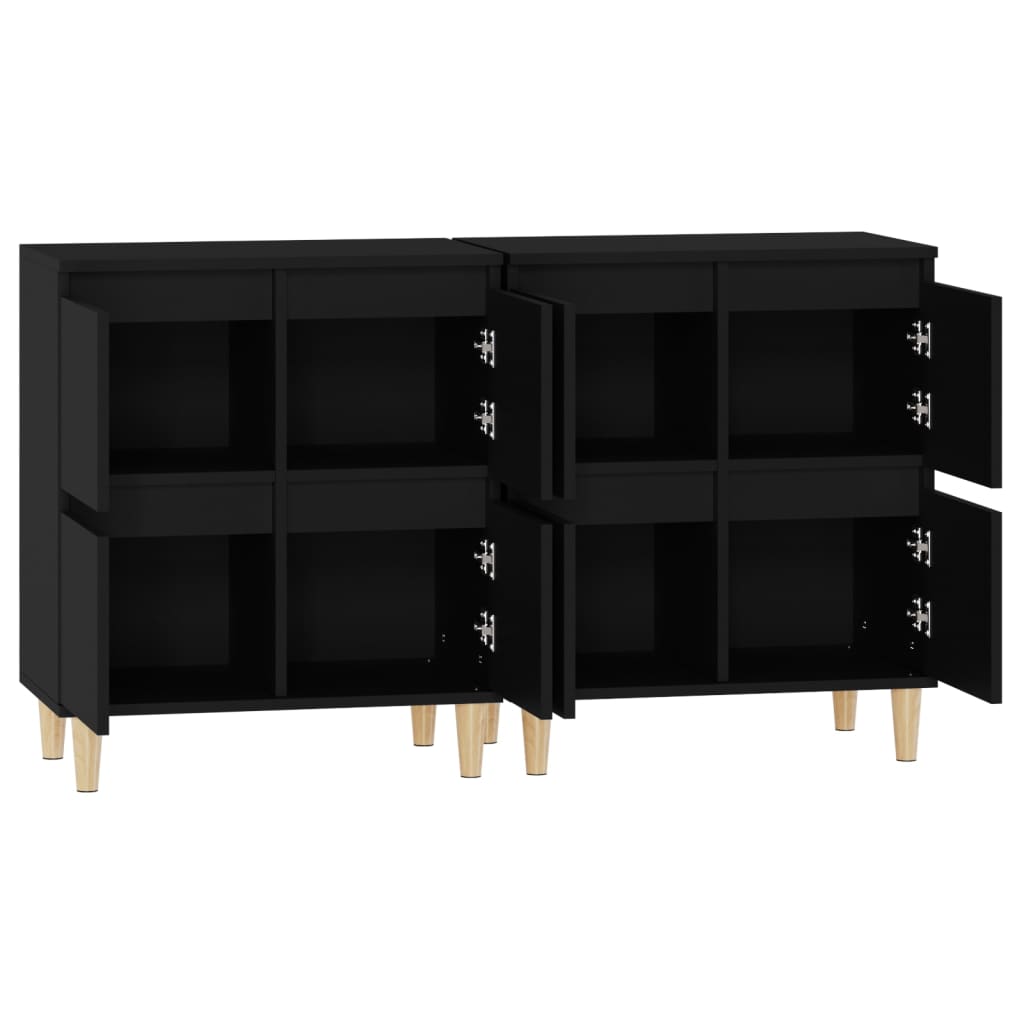 Dressoirs 2 St 60X35X70 Cm Bewerkt Hout Zwart
