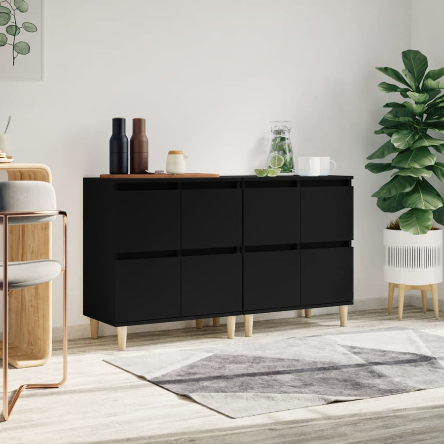 Dressoirs 2 St 60X35X70 Cm Bewerkt Hout Zwart