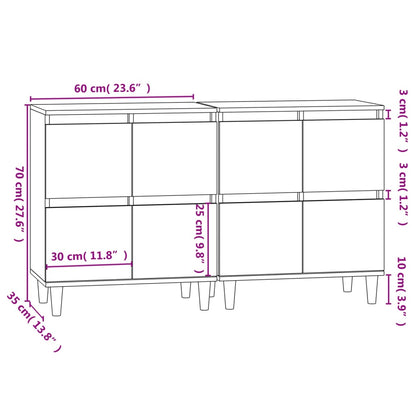 Dressoirs 2 St 60X35X70 Cm Bewerkt Hout Sonoma Eikenkleurig
