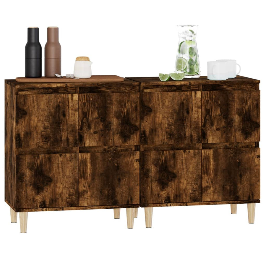 Dressoirs 2 St 60X35X70 Cm Bewerkt Hout Gerookt Eikenkleurig