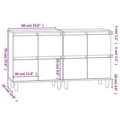 Dressoirs 2 St 60X35X70 Cm Bewerkt Hout Gerookt Eikenkleurig