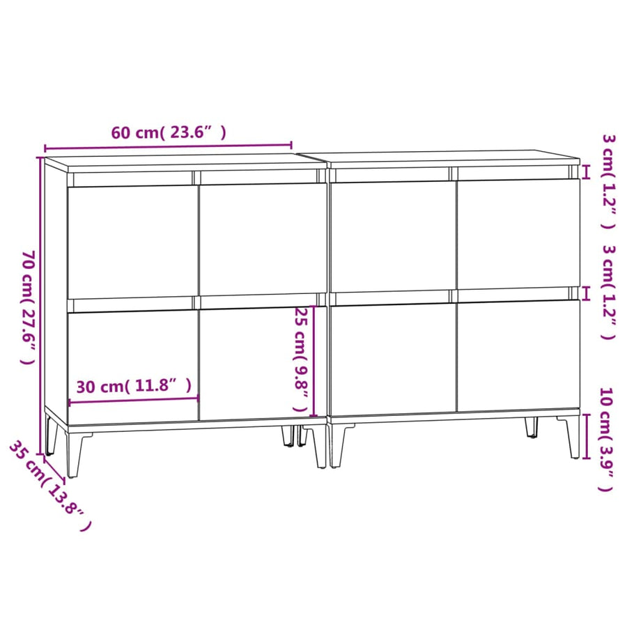 Dressoirs 60X35X70 Cm Bewerkt Hout Kleurig 2 Sonoma eiken