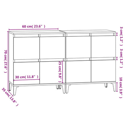 Dressoirs 2 St 60X35X70 Cm Bewerkt Hout Gerookt Eikenkleurig