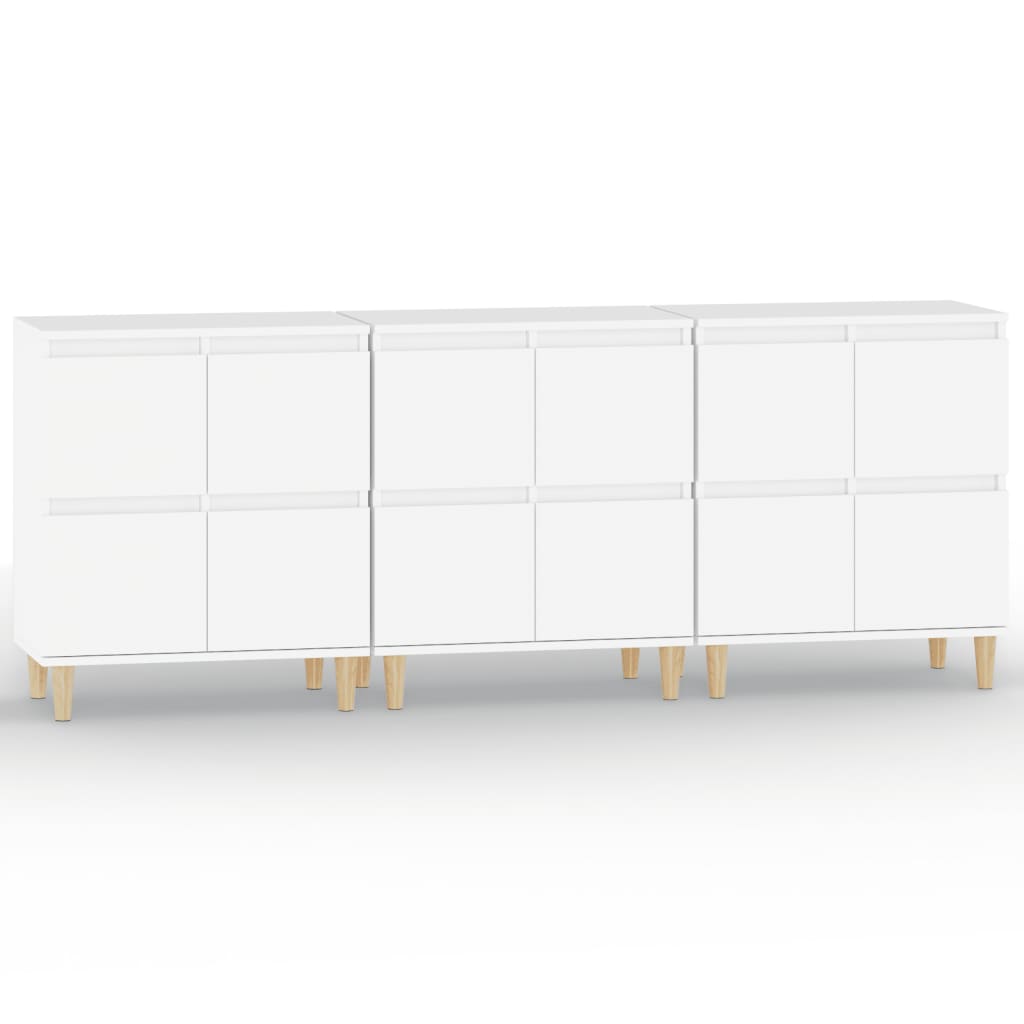 Dressoirs 3 St 60X35X70 Cm Bewerkt Hout Wit