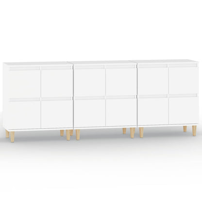 Dressoirs 3 St 60X35X70 Cm Bewerkt Hout Wit