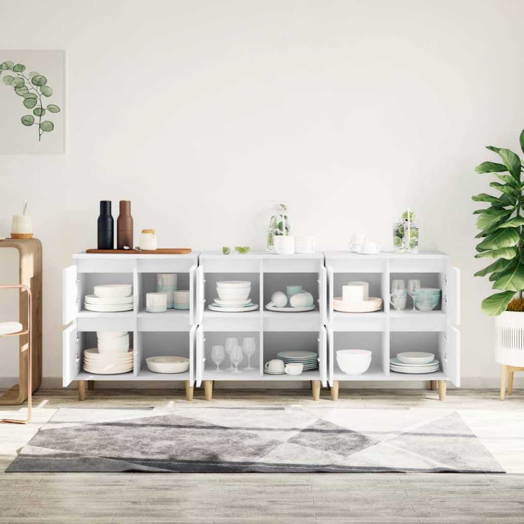 Dressoirs 3 St 60X35X70 Cm Bewerkt Hout Wit