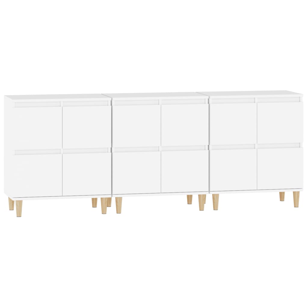 Dressoirs 3 St 60X35X70 Cm Bewerkt Hout Wit