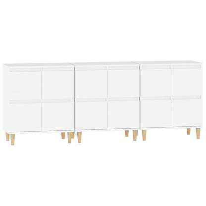 Dressoirs 3 St 60X35X70 Cm Bewerkt Hout Wit