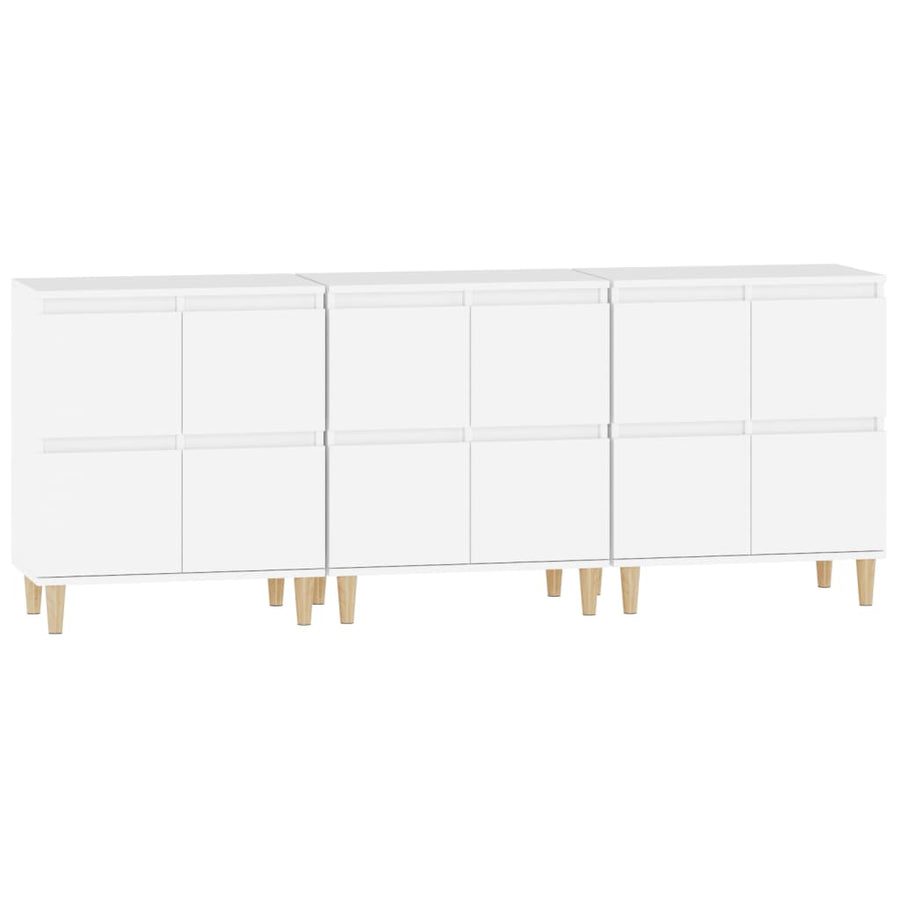 Dressoirs 3 St 60X35X70 Cm Bewerkt Hout Wit