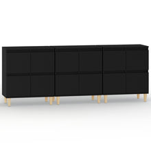 Dressoirs 3 St 60X35X70 Cm Bewerkt Hout Zwart