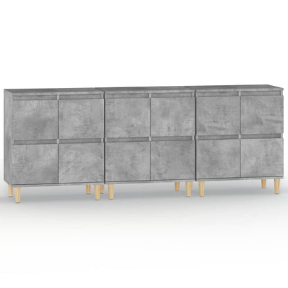 Dressoirs 3 St 60X35X70 Cm Bewerkt Hout Betongrijs