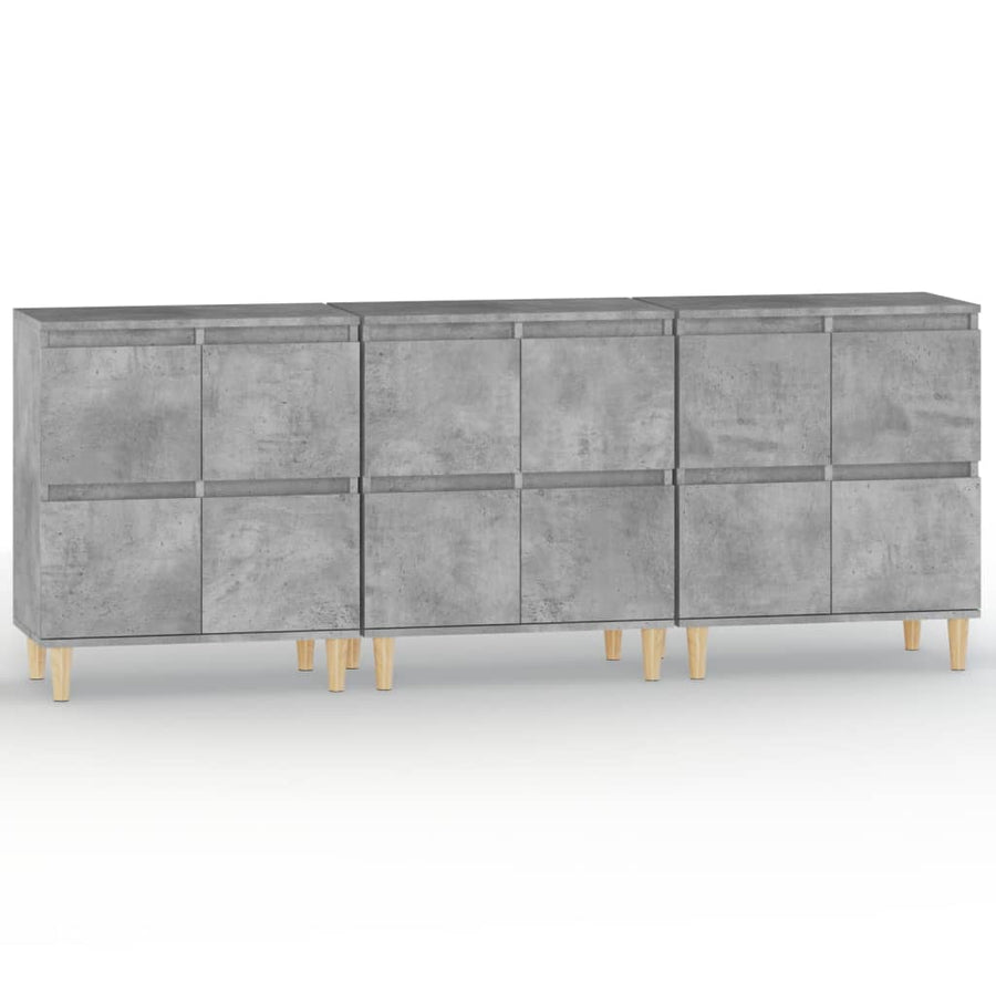 Dressoirs 3 St 60X35X70 Cm Bewerkt Hout Betongrijs