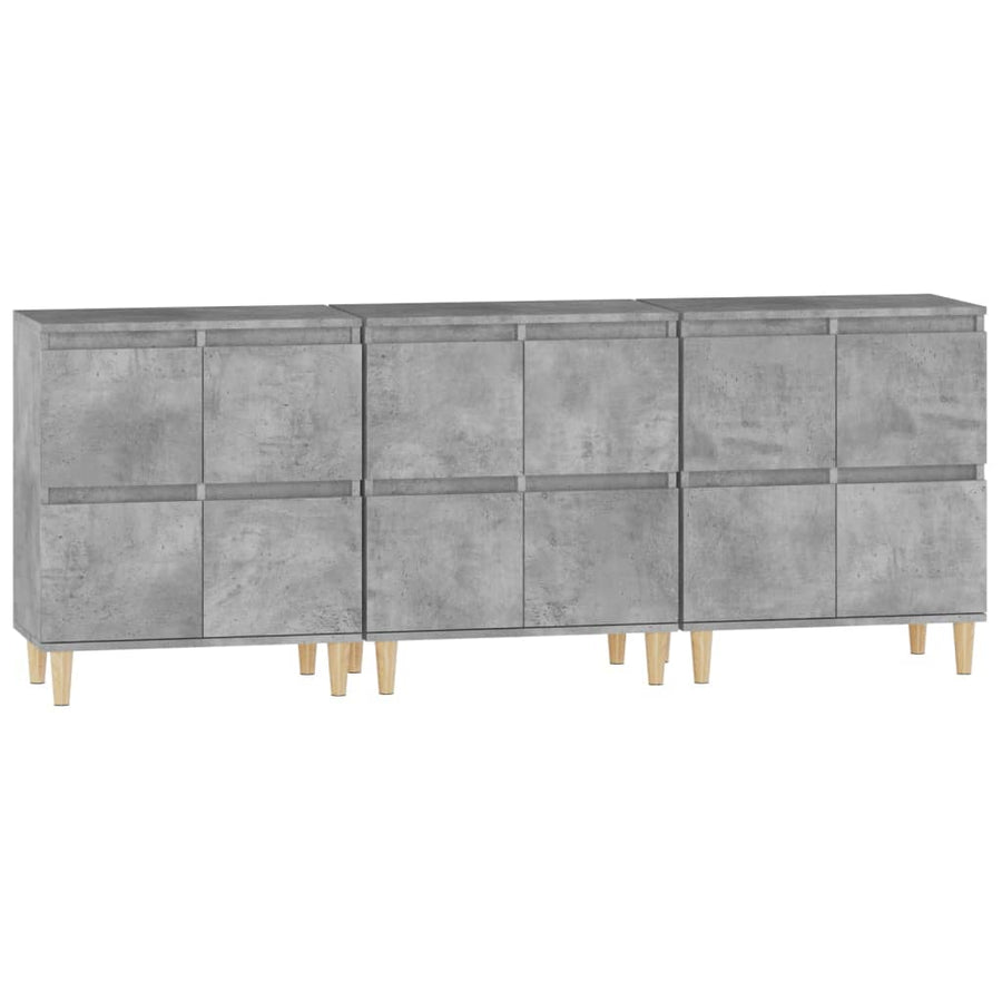Dressoirs 3 St 60X35X70 Cm Bewerkt Hout Betongrijs