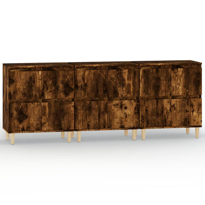 Dressoirs 3 St 60X35X70 Cm Bewerkt Hout Gerookt Eikenkleurig
