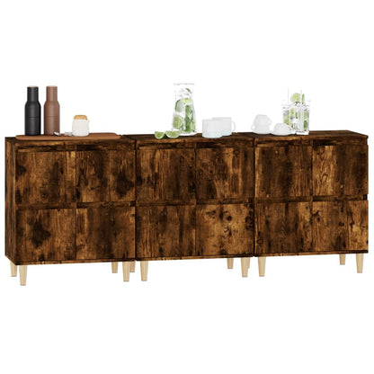 Dressoirs 3 St 60X35X70 Cm Bewerkt Hout Gerookt Eikenkleurig