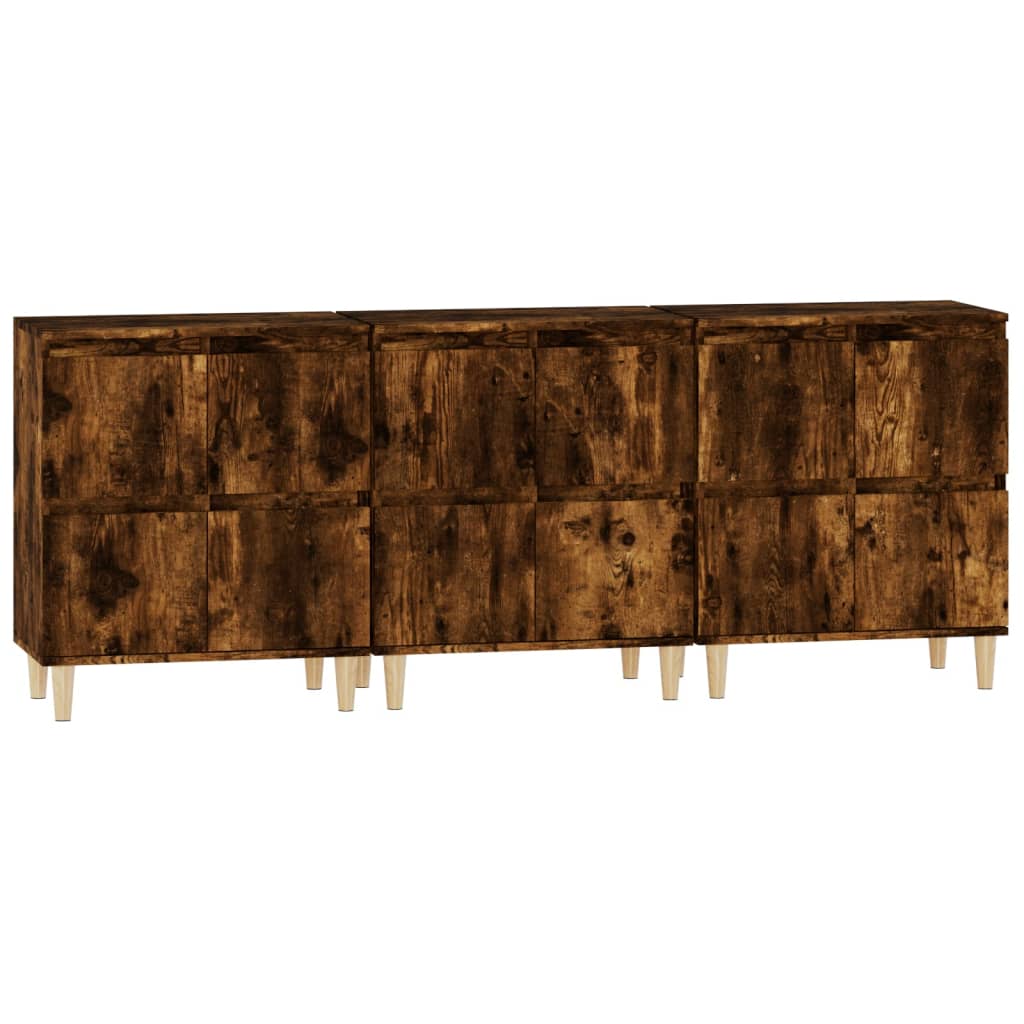 Dressoirs 3 St 60X35X70 Cm Bewerkt Hout Gerookt Eikenkleurig