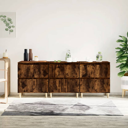 Dressoirs 3 St 60X35X70 Cm Bewerkt Hout Gerookt Eikenkleurig