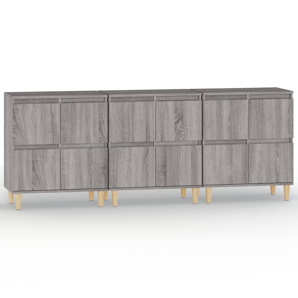 Dressoirs 3 St 60X35X70 Cm Bewerkt Hout Grijs Sonoma Eikenkleur