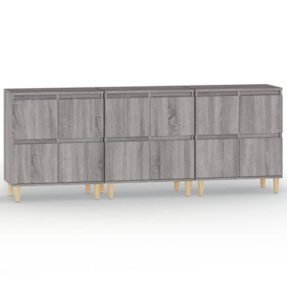 Dressoirs 3 St 60X35X70 Cm Bewerkt Hout Grijs Sonoma Eikenkleur