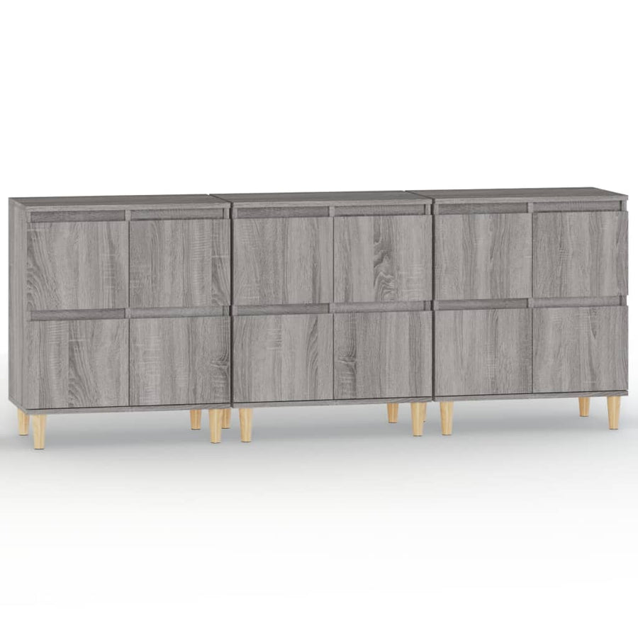 Dressoirs 3 St 60X35X70 Cm Bewerkt Hout Grijs Sonoma Eikenkleur