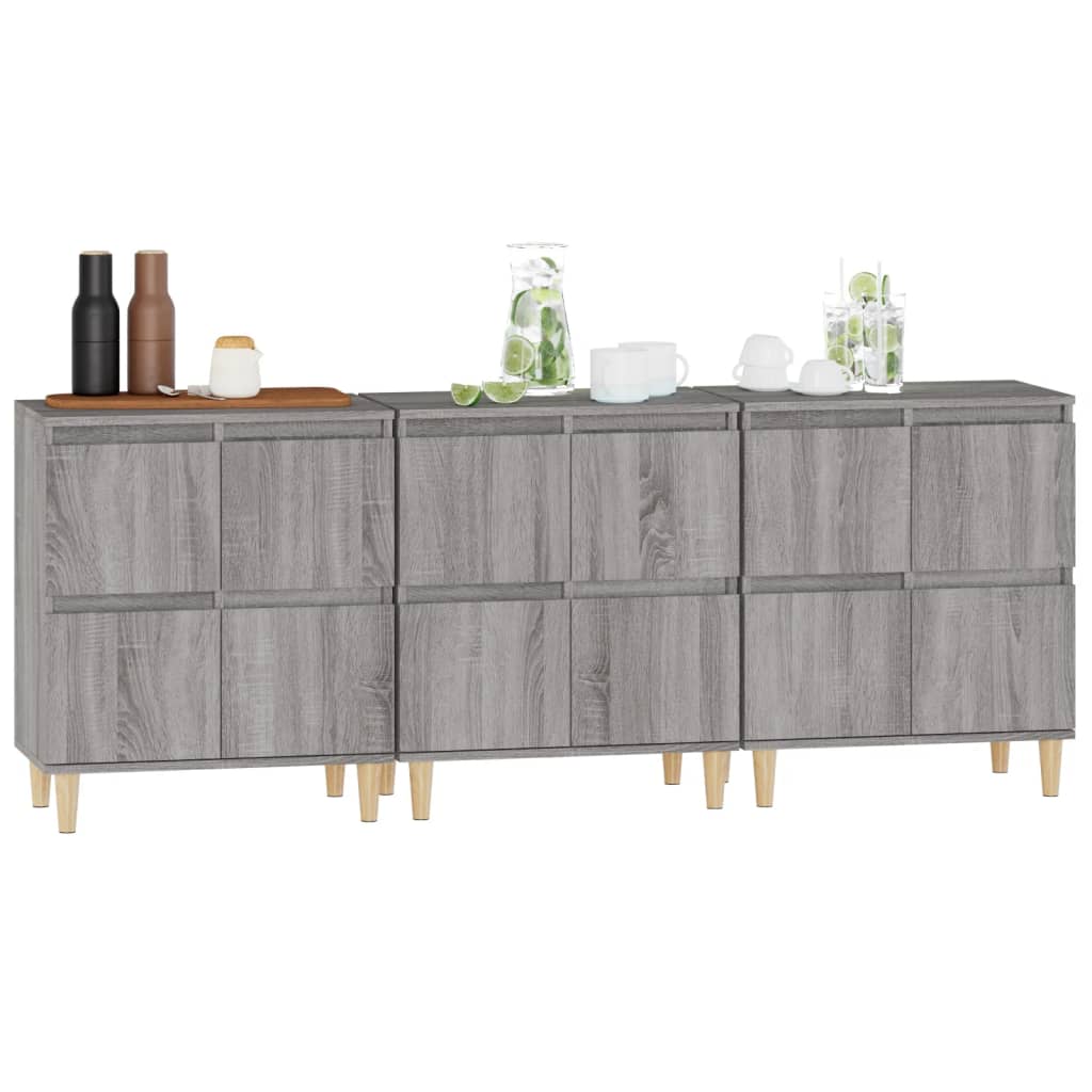 Dressoirs 3 St 60X35X70 Cm Bewerkt Hout Grijs Sonoma Eikenkleur