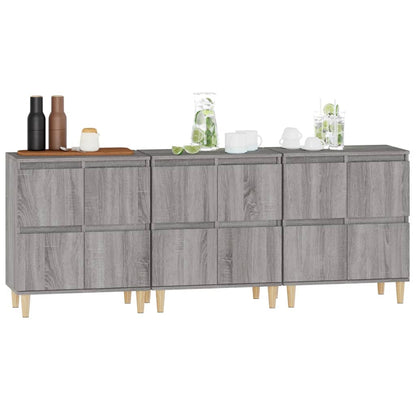 Dressoirs 3 St 60X35X70 Cm Bewerkt Hout Grijs Sonoma Eikenkleur