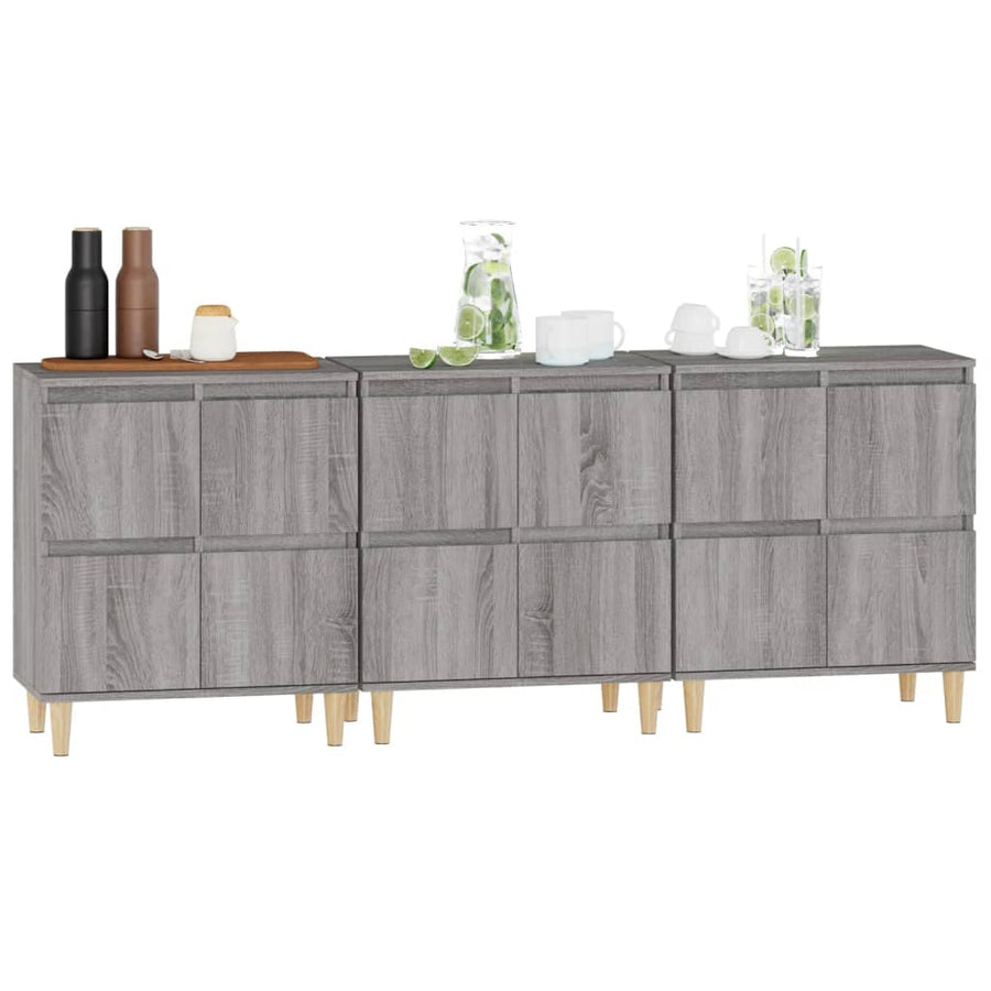 Dressoirs 3 St 60X35X70 Cm Bewerkt Hout Grijs Sonoma Eikenkleur