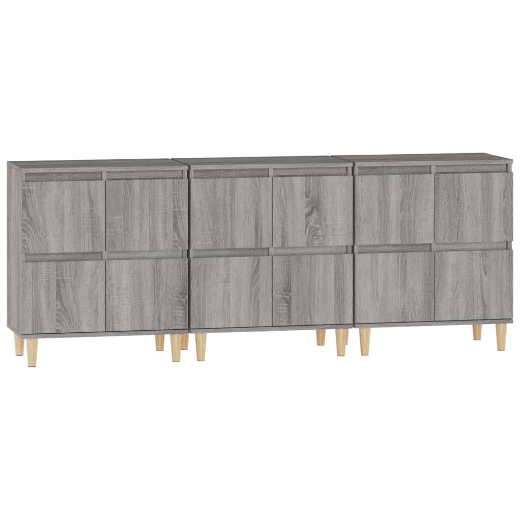 Dressoirs 3 St 60X35X70 Cm Bewerkt Hout Grijs Sonoma Eikenkleur