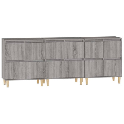 Dressoirs 3 St 60X35X70 Cm Bewerkt Hout Grijs Sonoma Eikenkleur