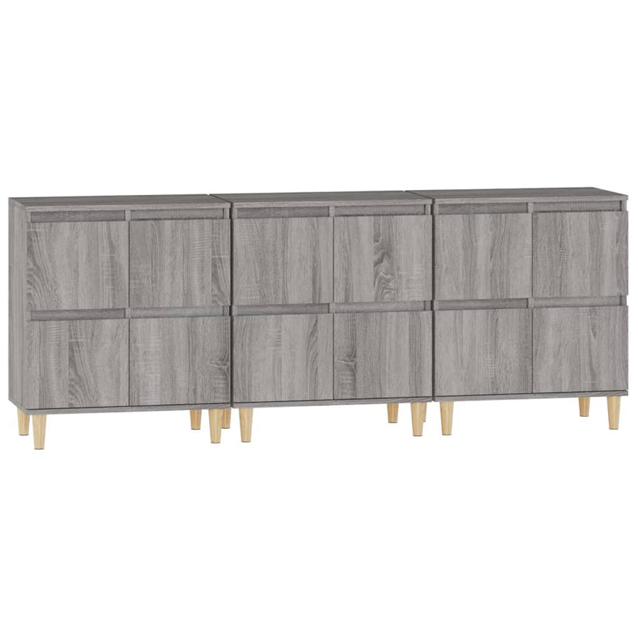 Dressoirs 3 St 60X35X70 Cm Bewerkt Hout Grijs Sonoma Eikenkleur