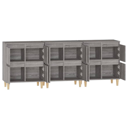 Dressoirs 3 St 60X35X70 Cm Bewerkt Hout Grijs Sonoma Eikenkleur
