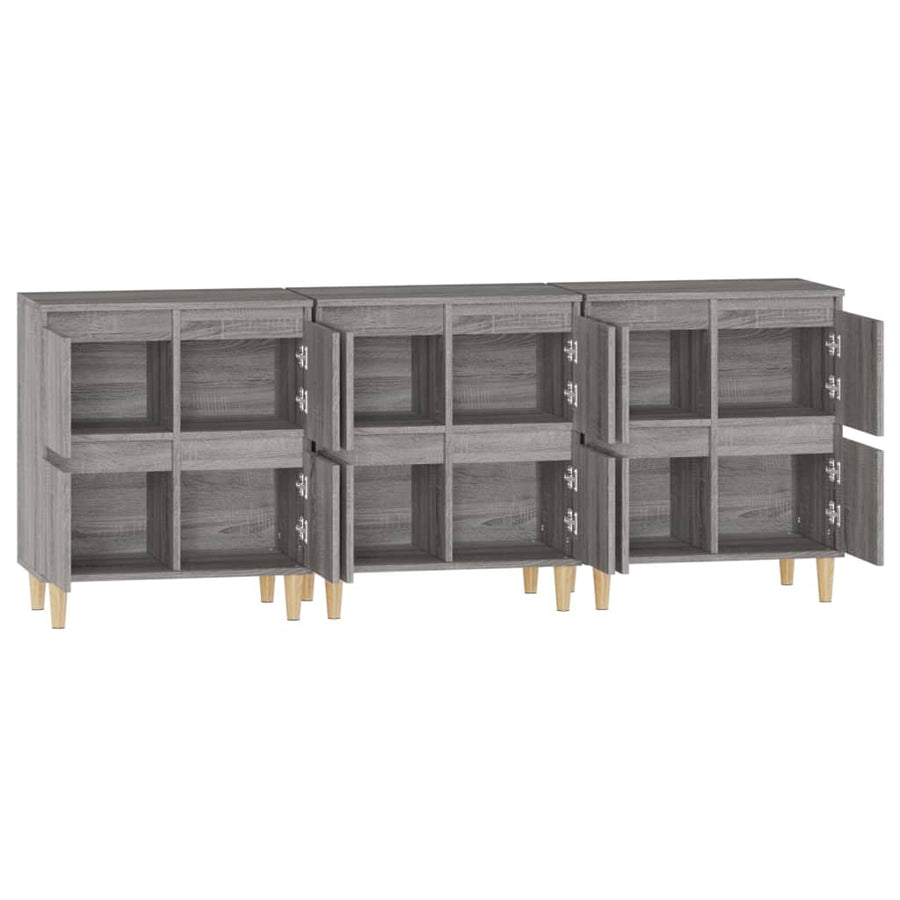 Dressoirs 3 St 60X35X70 Cm Bewerkt Hout Grijs Sonoma Eikenkleur