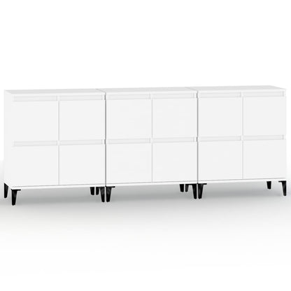 Dressoirs 3 St 60X35X70 Cm Bewerkt Hout Wit