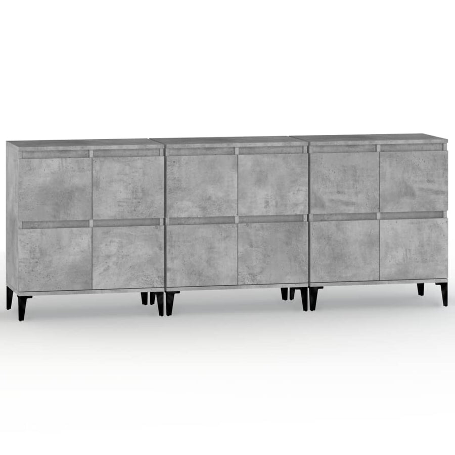 Dressoirs 3 St 60X35X70 Cm Bewerkt Hout Betongrijs