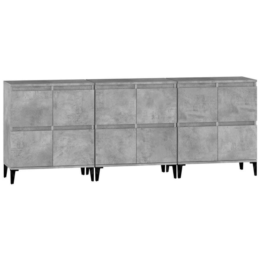 Dressoirs 3 St 60X35X70 Cm Bewerkt Hout Betongrijs