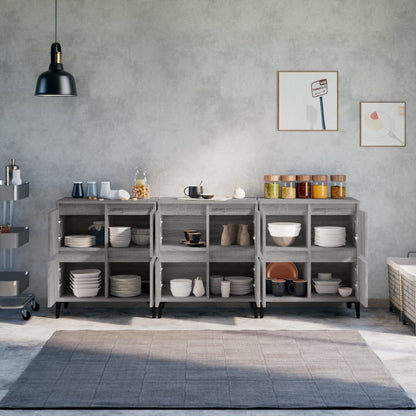 Dressoirs 3 St 60X35X70 Cm Bewerkt Hout Grijs Sonoma Eikenkleur