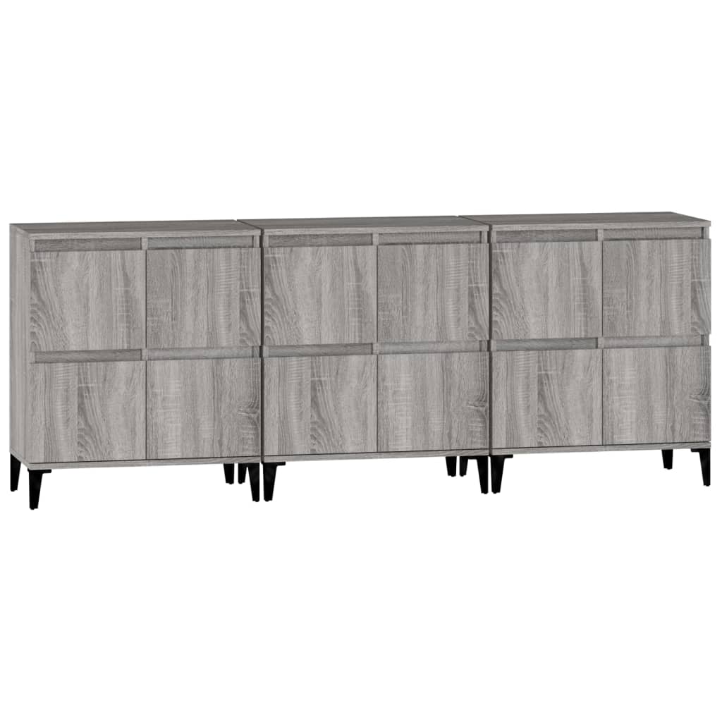 Dressoirs 3 St 60X35X70 Cm Bewerkt Hout Grijs Sonoma Eikenkleur
