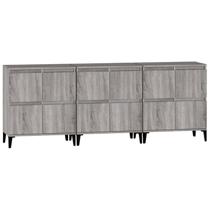 Dressoirs 3 St 60X35X70 Cm Bewerkt Hout Grijs Sonoma Eikenkleur
