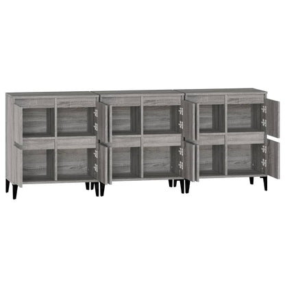 Dressoirs 3 St 60X35X70 Cm Bewerkt Hout Grijs Sonoma Eikenkleur