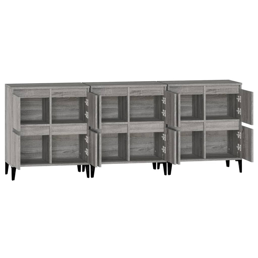 Dressoirs 3 St 60X35X70 Cm Bewerkt Hout Grijs Sonoma Eikenkleur