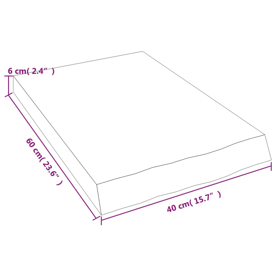Wastafelblad 40X60X(2-6) Cm Onbehandeld Massief Hout Naturel 40 x 60 x 6 cm