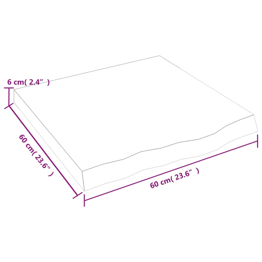 Wastafelblad 60X60X(2-6) Cm Onbehandeld Massief Hout Naturel 60 x 60 x 6 cm