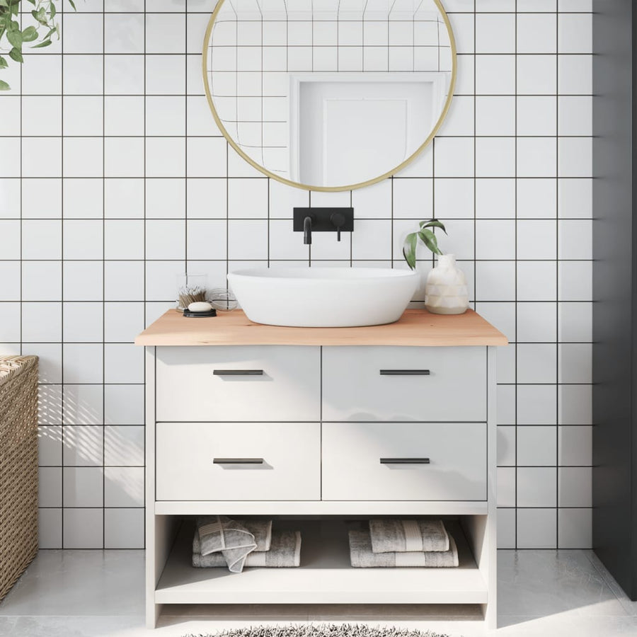 Wastafelblad Onbehandeld Massief Hout Naturel 100 x 50 x 2 cm