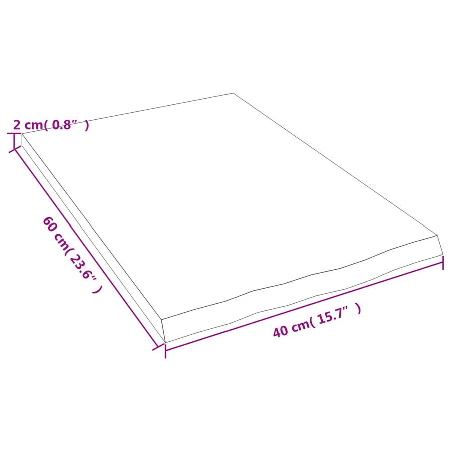 Wastafelblad 40X60X2 Behandeld Massief Hout Lichtbruin 40 x 60 x 2 cm
