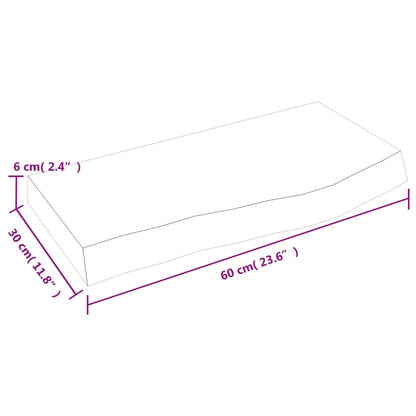 Wastafelblad 60X30X(2-6) Cm Behandeld Massief Hout Lichtbruin 60 x 30 x 6 cm