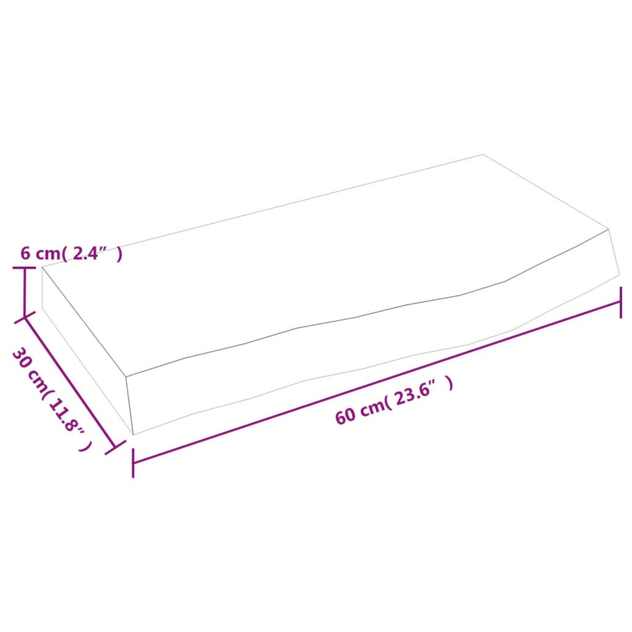 Wastafelblad 60X30X(2-6) Cm Behandeld Massief Hout Lichtbruin 60 x 30 x 6 cm