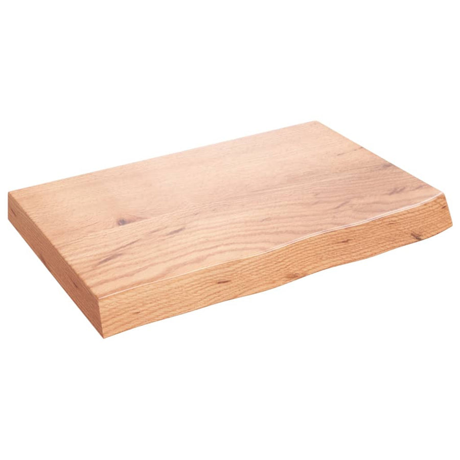 Wastafelblad 60X40X(2-6) Cm Behandeld Massief Hout Lichtbruin 60 x 40 x 6 cm
