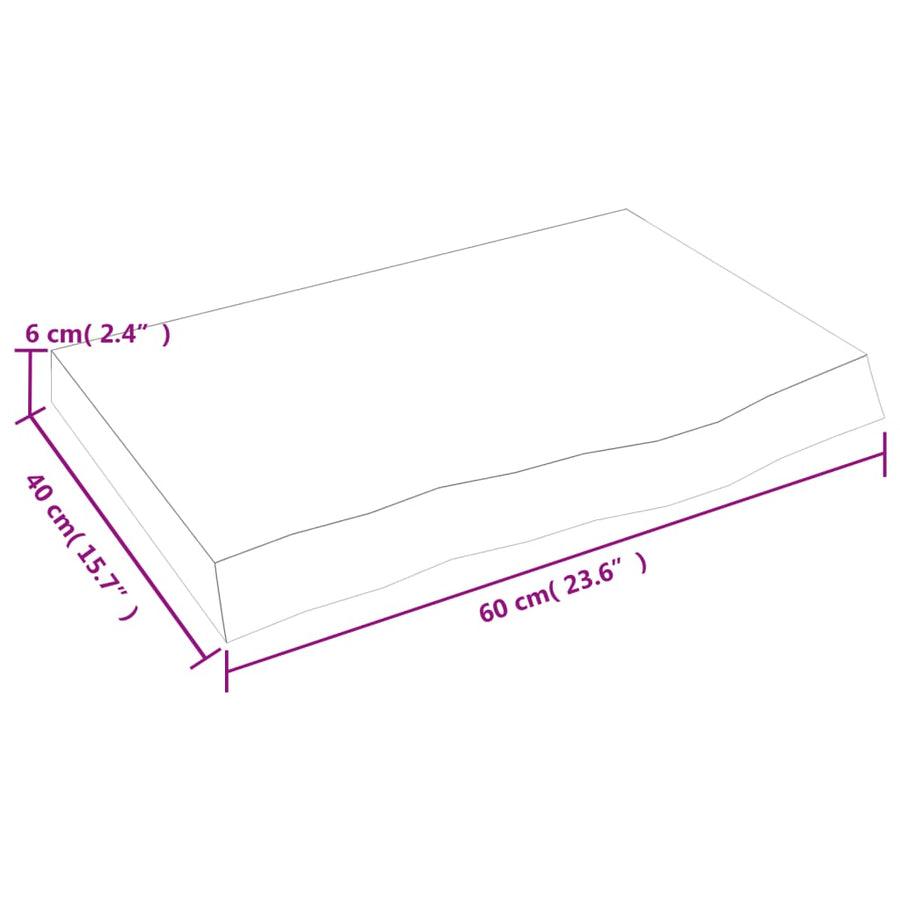 Wastafelblad 60X40X(2-6) Cm Behandeld Massief Hout Lichtbruin 60 x 40 x 6 cm